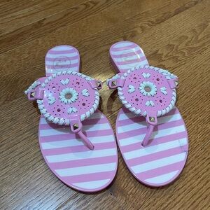 Jack Rogers Pink and White Striped Sandals